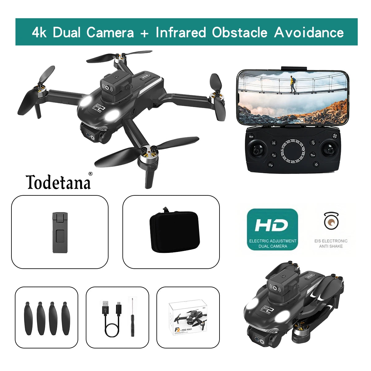 F2 Drone 4K Ultra HD Camera Long Battery Life Intelligent Flight Modes Foldable Design GPS Tracking Precision