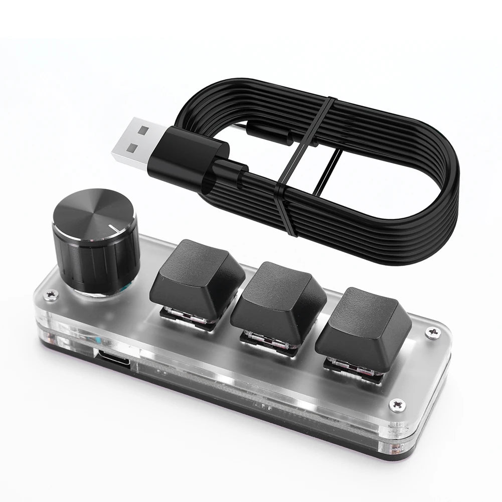 12 Keys 4 Knobs Mechanical Gaming Keyboard USB Wired/Bluetooth-Compatible Programming Macro Keyboard DIY Custom Hot-swap Keypad