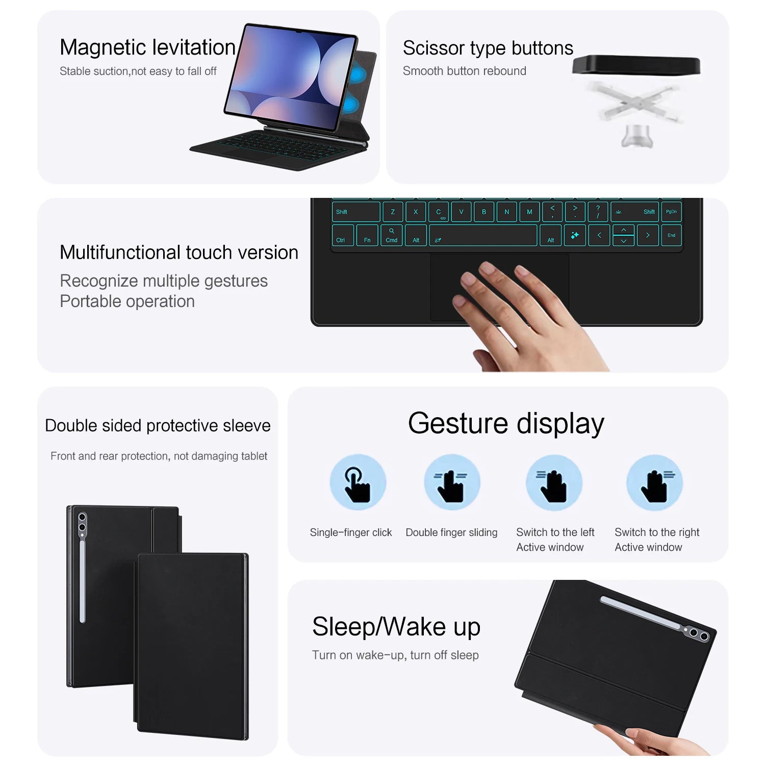 Book Cover Keyboard For Samsung Galaxy Tab S10 Ultra 14.6 inch S9 / S8 Ultra 14.6" Tablet Magic Keyboards Case AI Key Touchpad