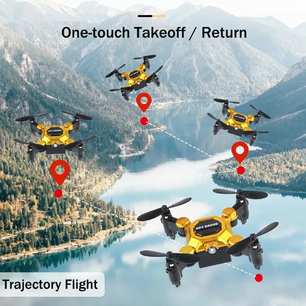 Foldable Mini Drone with 4K Camera, RC Drone for Kids and Adults, FPV Drone Quadcopter with 360 Flip,Trajectory Flight-Gold