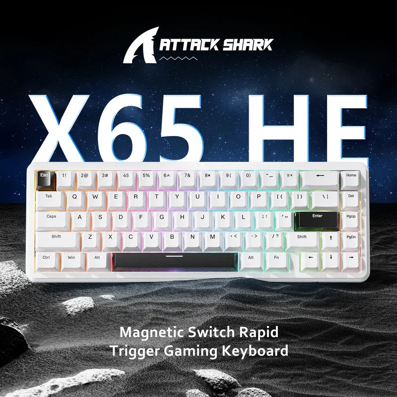ATTACK SHARK X65 HE 65% Wired Gaming Keyboard with 8000 Hz Polling Rate, 0.01mm RT Accuracy, PBT Keycaps, QMK Driver, RGB