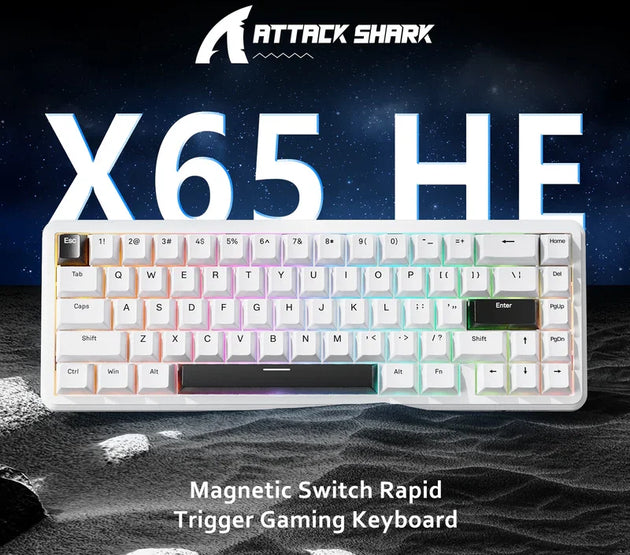 ATTACK SHARK X65 HE 65% Wired Gaming Keyboard with 8000 Hz Polling Rate, 0.01mm RT Accuracy, PBT Keycaps, QMK Driver, RGB