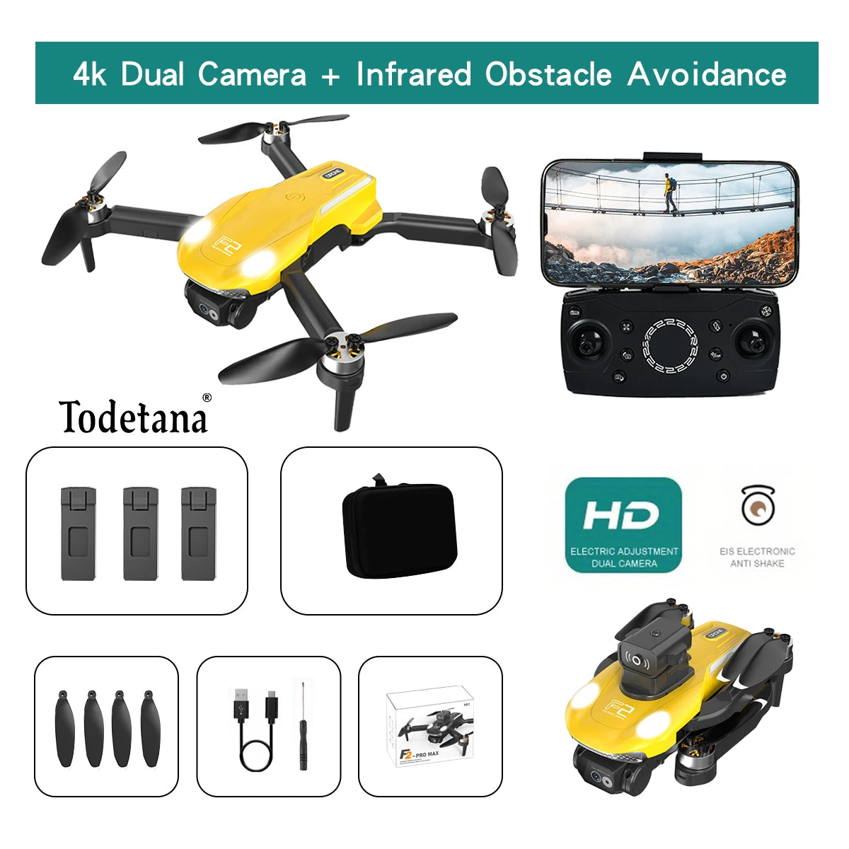 F2 Drone 4K Ultra HD Camera Long Battery Life Intelligent Flight Modes Foldable Design GPS Tracking Precision