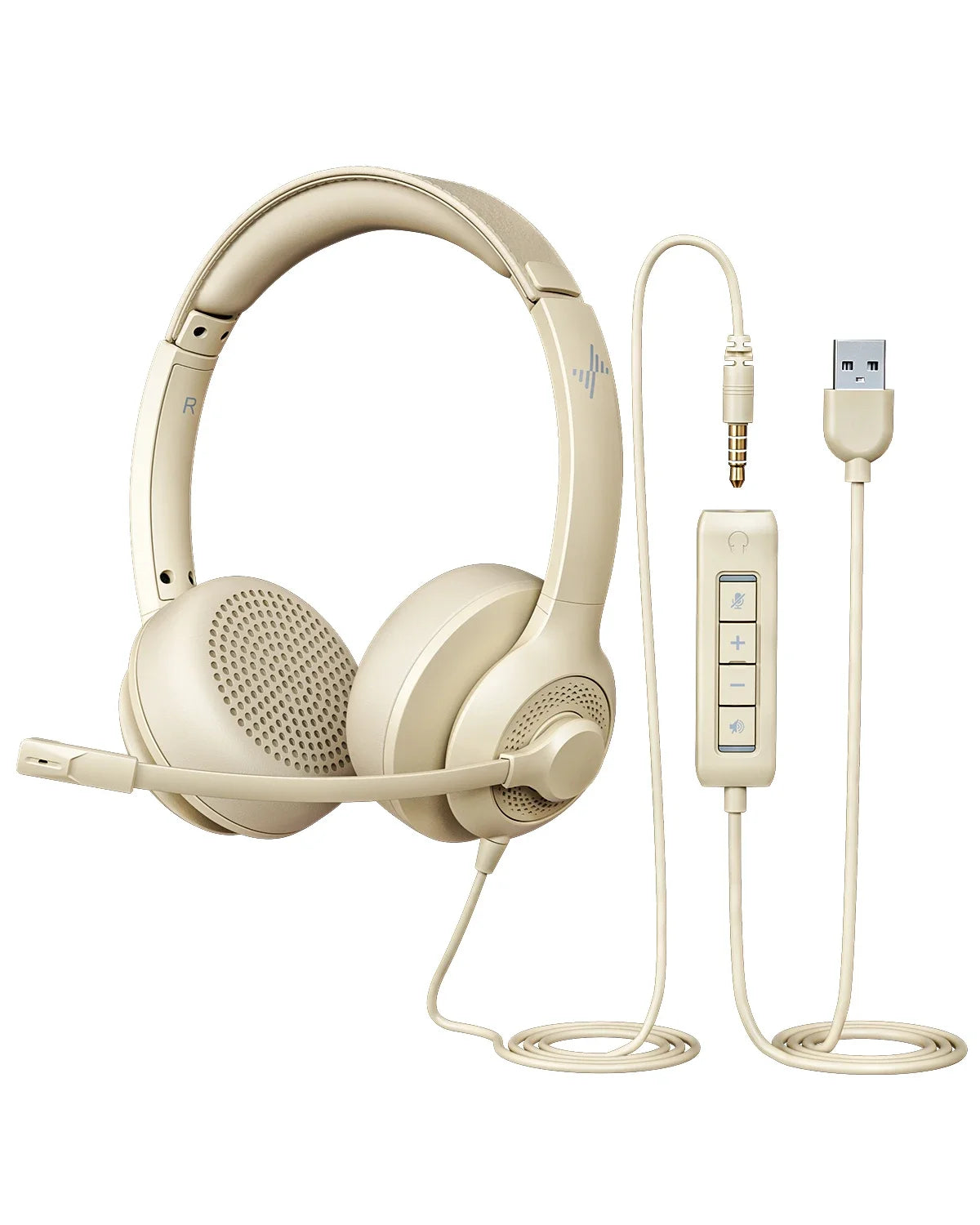 JIAMQISHI USB Headphones PC Computer Headset Noise Cancelling with MIC in-line Control for Home Office Online Class Skype Zoom