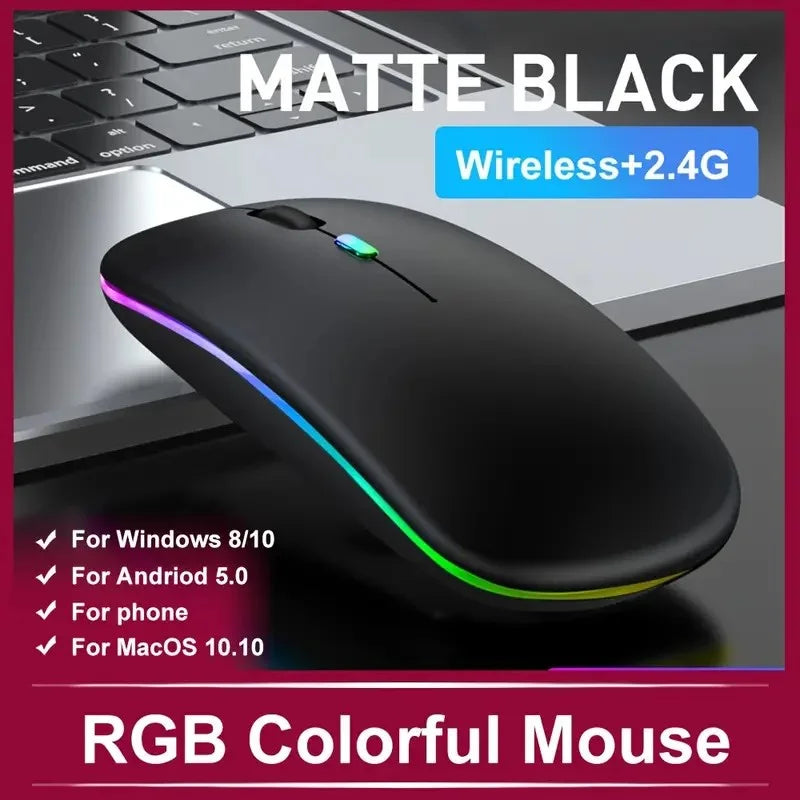 The Rechargeable Wireless Mouse, Computer Wireless Mouse, USB Mouse That Meets Ergonomics, Mute Pause, And RGB Mouse With Backli