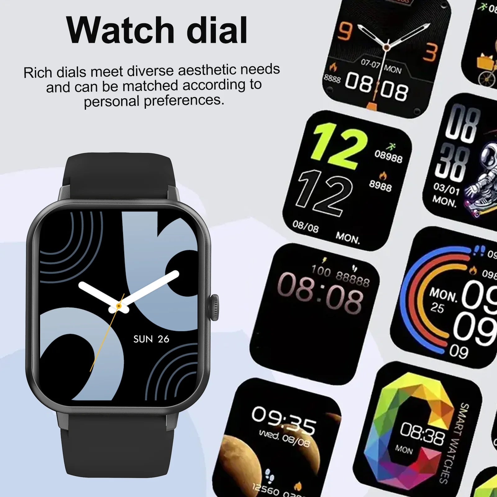 Smart watch with wireless calling/dialing, multiple sports modes, call reminder and rejection, For iPhone/Android