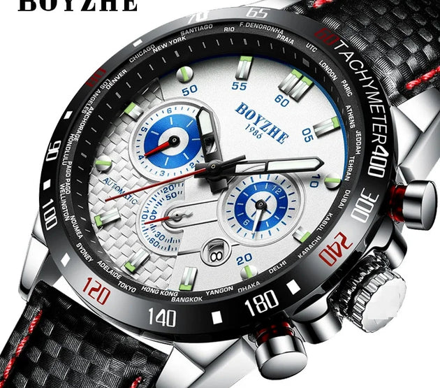 BOYZHE men's watches: Fully automatic mechanical watches, multi-functional men's watches, transparent case back men's mechanical