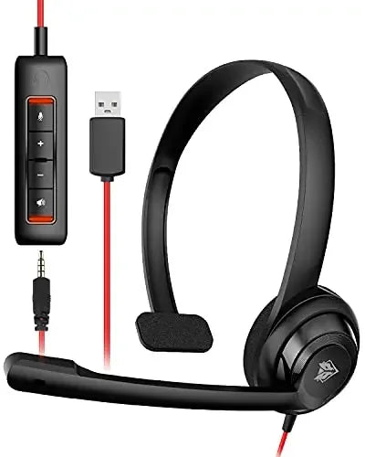 NUBWO HW02 USB Headphones with Mic Noise Cancelling Ultra Comfort Computer Headset for Laptop Pc on-Ear Wired Office Call Center