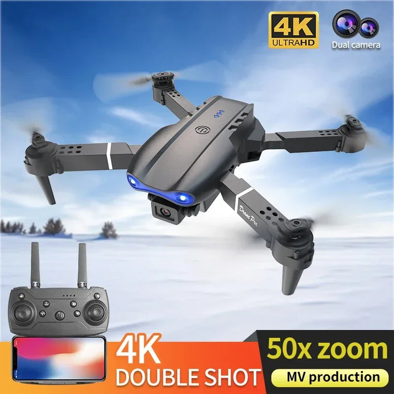 E99 Pro RC Drone Foldable 4K HD Dual Camera Aerial Photography Quadcopter Optical Flow Positioning Altitude Hold Drone Toys Gift