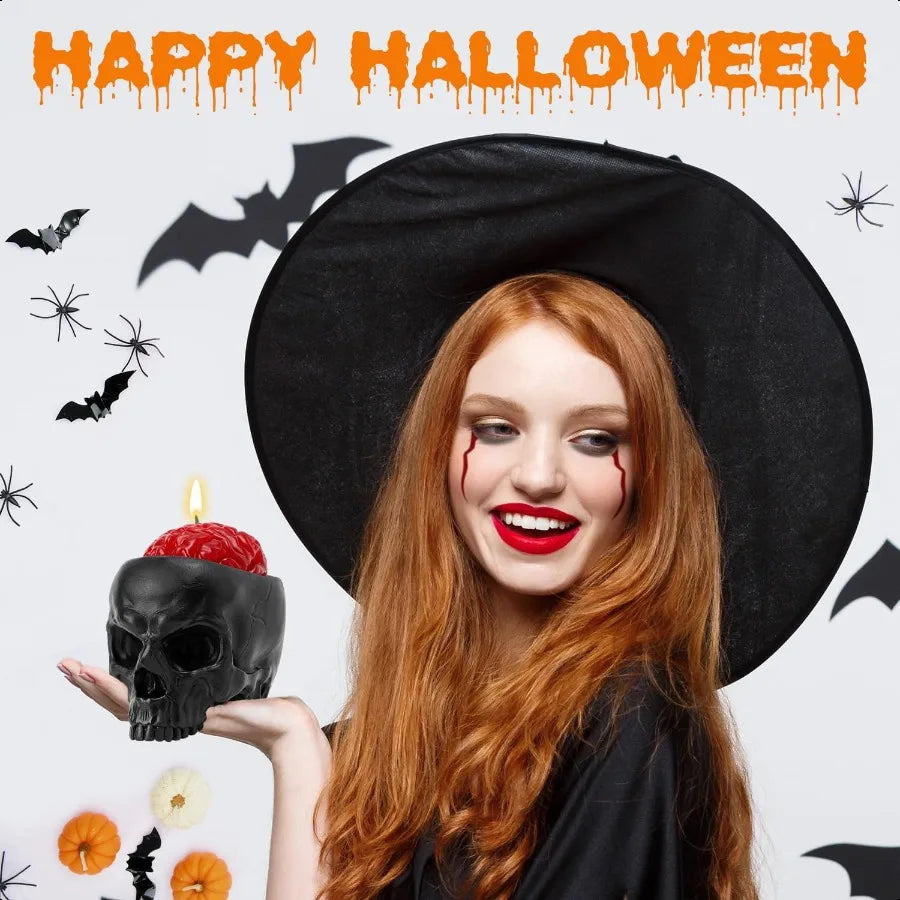 Halloween Decorations Indoor Halloween Candle Skull Bleeding Candle Gothic Decorations for Home Table Bar Indoor Room Spooky De