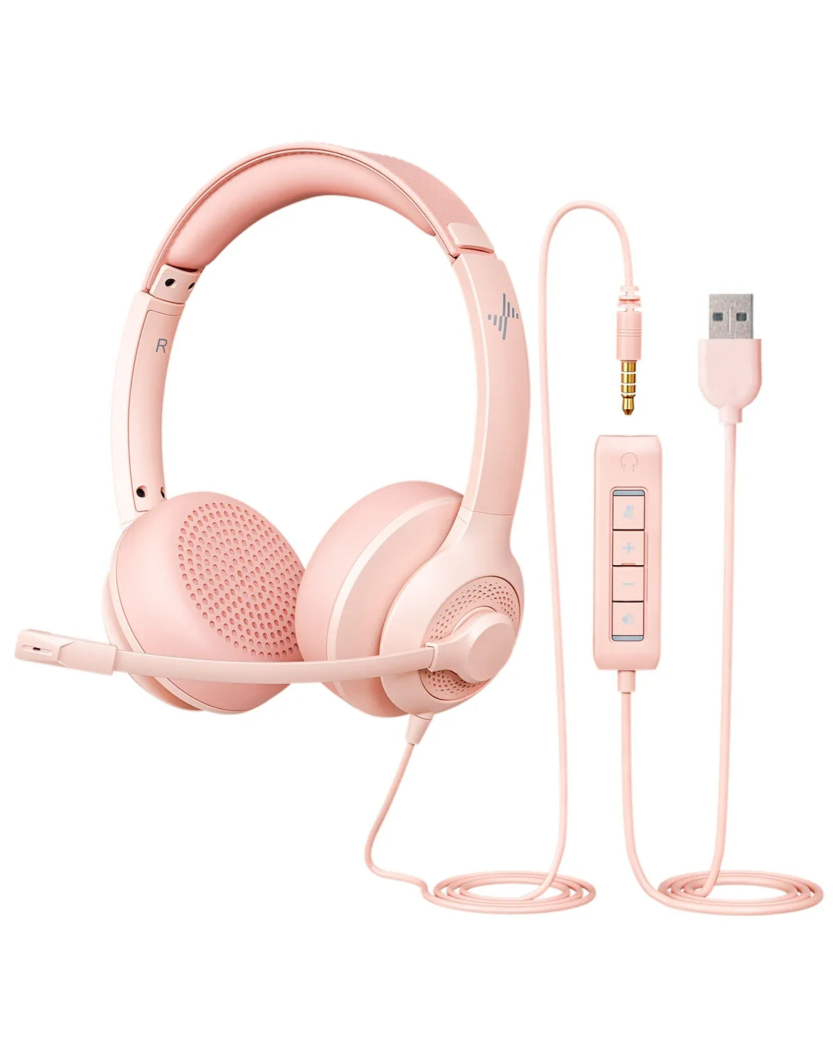 JIAMQISHI USB Headphones PC Computer Headset Noise Cancelling with MIC in-line Control for Home Office Online Class Skype Zoom