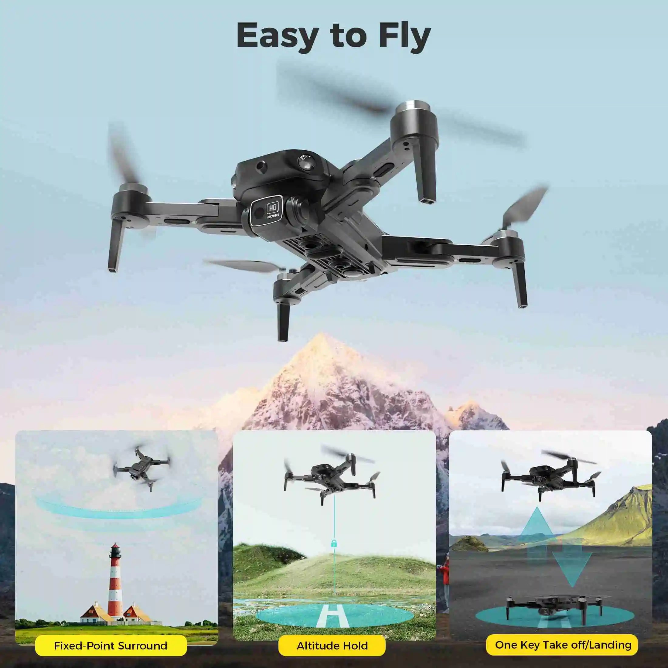 RC Drone RC Drone Brushless Motor Long Flight Times GPS Drone Quadcopter with Remote Controller 2 Batteries Remote Control Drone