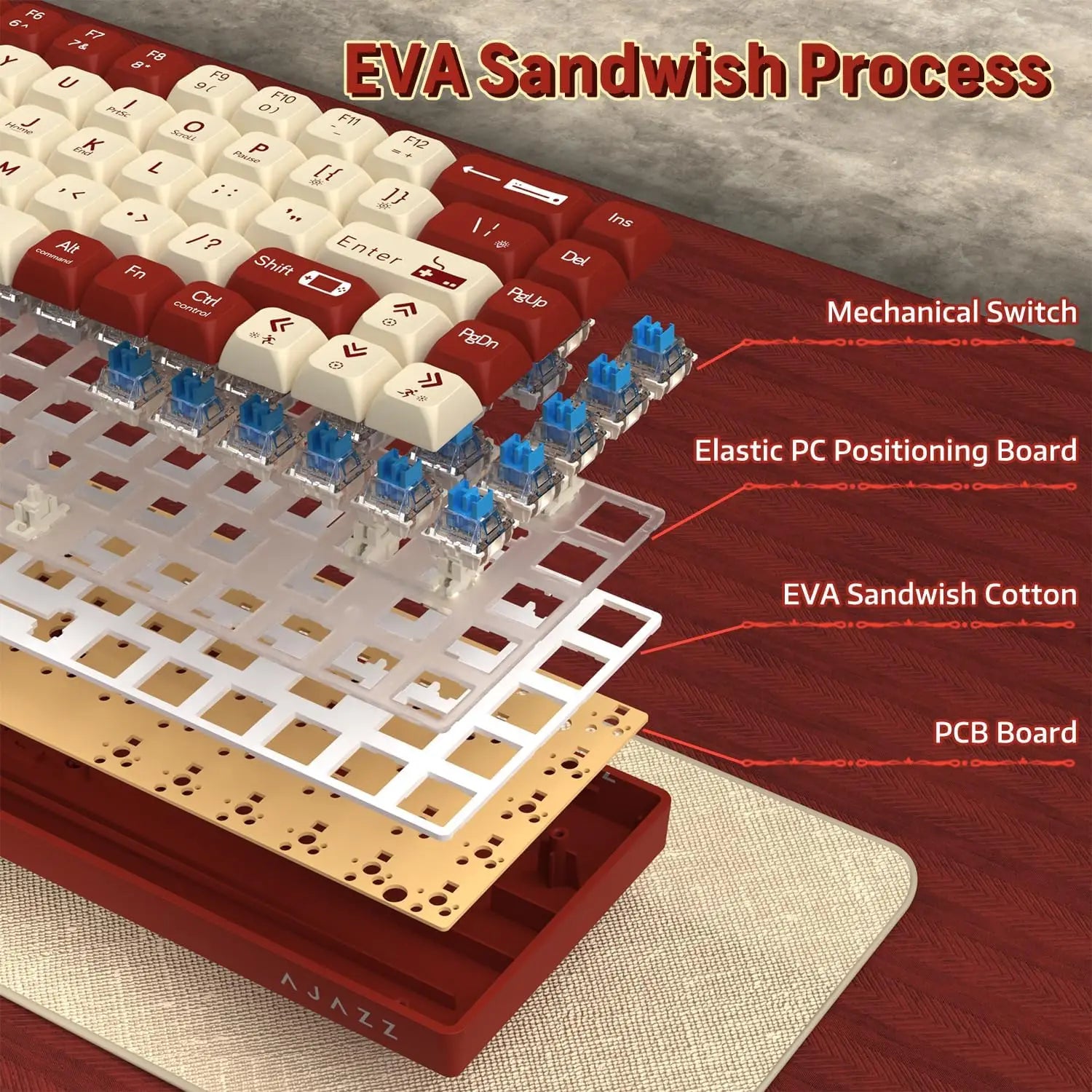 MAMBASNAKE x ATTACK SHARK AK680 65% Wired Mechanical Gaming Keyboard,Hot-Swappable,RGB Rainbow Backlit