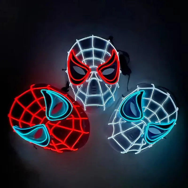 2025 New Arrival Halloween Disguise Mask Cosplay Spider Full Face Mask Halloween Children Headwear Gift Luminous Led Mask