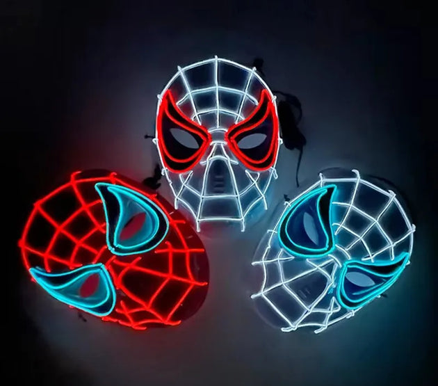 2025 New Arrival Halloween Disguise Mask Cosplay Spider Full Face Mask Halloween Children Headwear Gift Luminous Led Mask