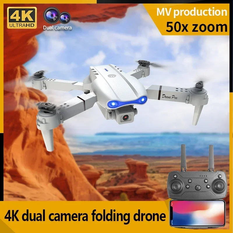 E99 Pro RC Drone Foldable 4K HD Dual Camera Aerial Photography Quadcopter Optical Flow Positioning Altitude Hold Drone Toys Gift