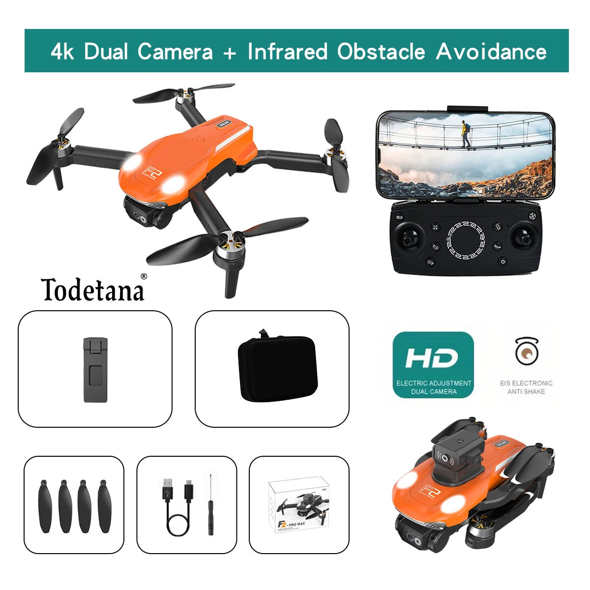 F2 Drone 4K Ultra HD Camera Long Battery Life Intelligent Flight Modes Foldable Design GPS Tracking Precision