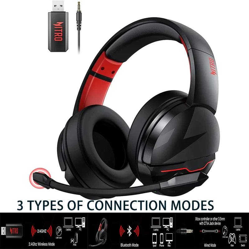 acer K2 2.4GHz Headset 50mm Drivers Clear Voice Mic 3.5mm Gaming Headphones for PC, Meeting, Music, PS4 Wireless Gaming Headset
