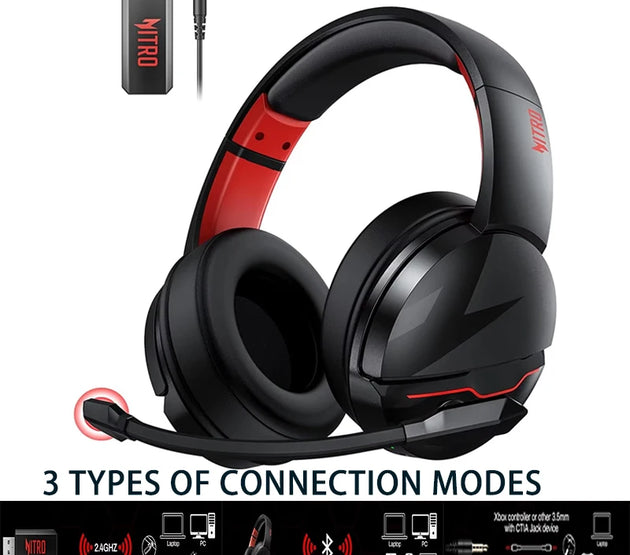 acer K2 2.4GHz Headset 50mm Drivers Clear Voice Mic 3.5mm Gaming Headphones for PC, Meeting, Music, PS4 Wireless Gaming Headset
