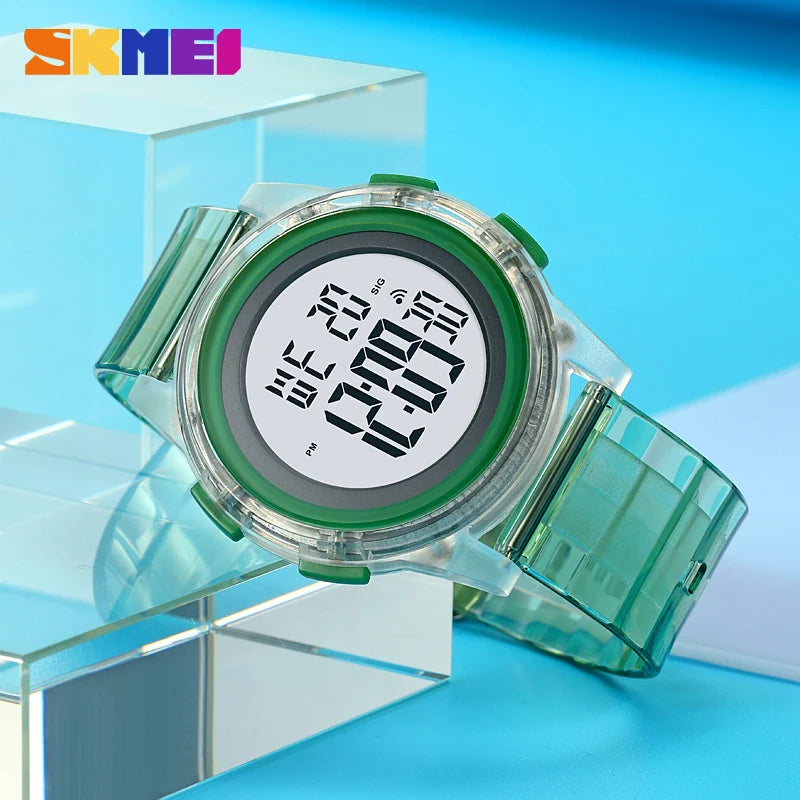 SKMEI Sport Watch For Women Digital Watches Mens 50m Waterproof LED Blue Green Big Dial Women's Electronic Wristwatch Relogio