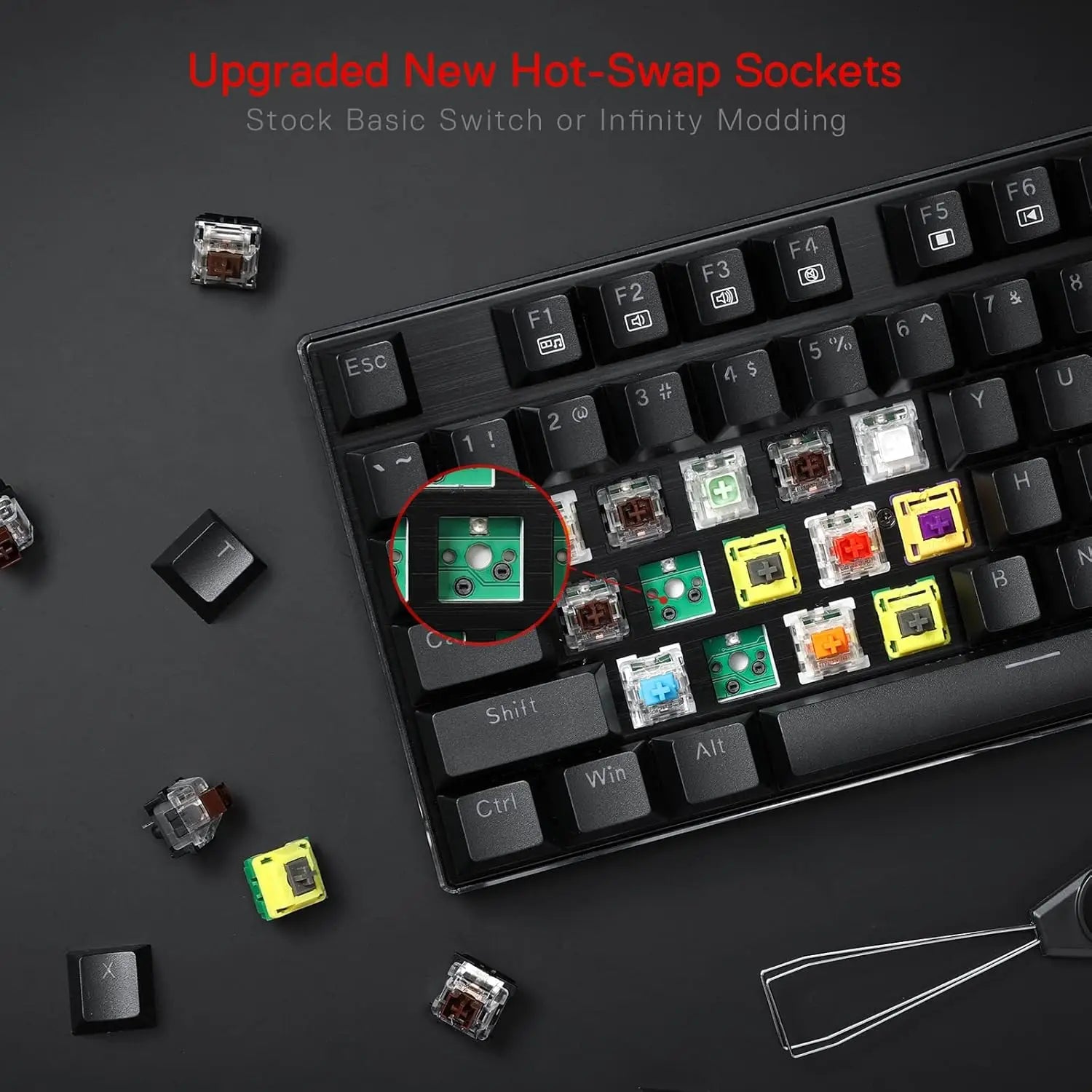 Redragon K556 RGB LED Backlit Wired 104 Keys Hot-Swap Noise Absorbing Foams Mechanical Gaming Keyboard