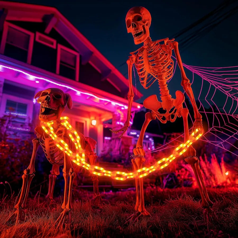 Joomer Chain Lights Halloween Decorative Battery Operated 10 FT 160 LED Waterproof String Lights with Timer Function 8 Lighting