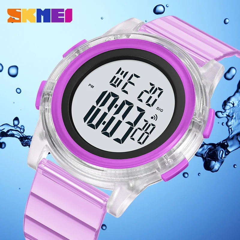 SKMEI Sport Watch For Women Digital Watches Mens 50m Waterproof LED Blue Green Big Dial Women's Electronic Wristwatch Relogio