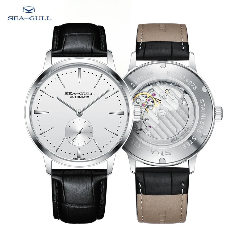 Seagull New Business Watch Men's Mechanical Wristwatches 50m Waterproof Leather Valentine Male Watches relogio masculino 6075