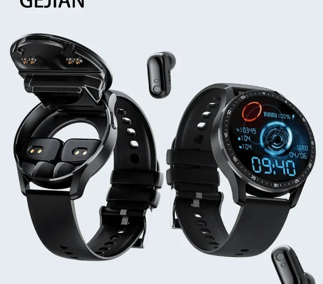 GEJIAN X7 Headset Smart Watch TWS Two In One Wireless Bluetooth Dual Headset Call Health Monitor Sport Music Smartwatch 2023 New