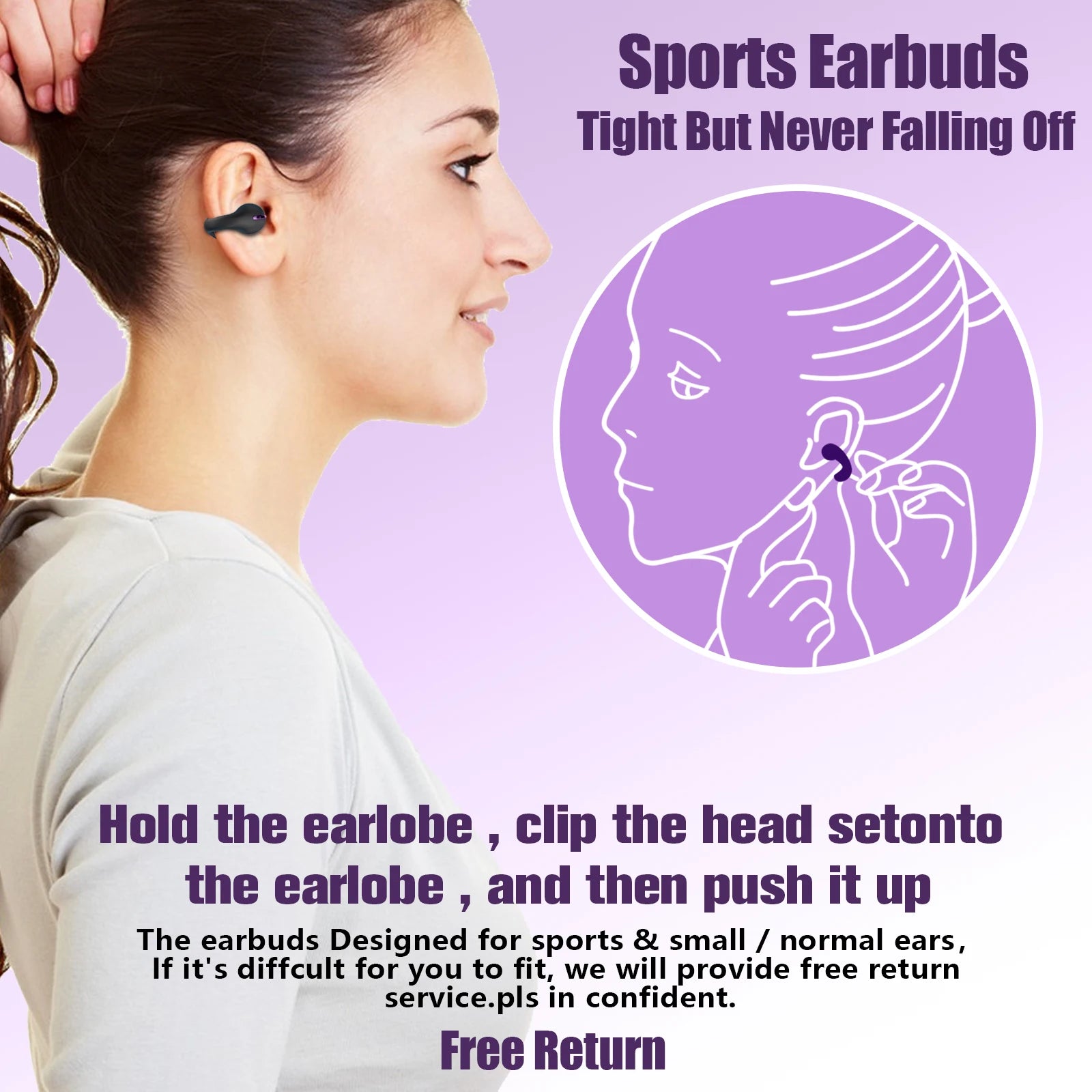 Bluetooth Wireless Ear Clips Buds Clip On Earbuds Open Headphones