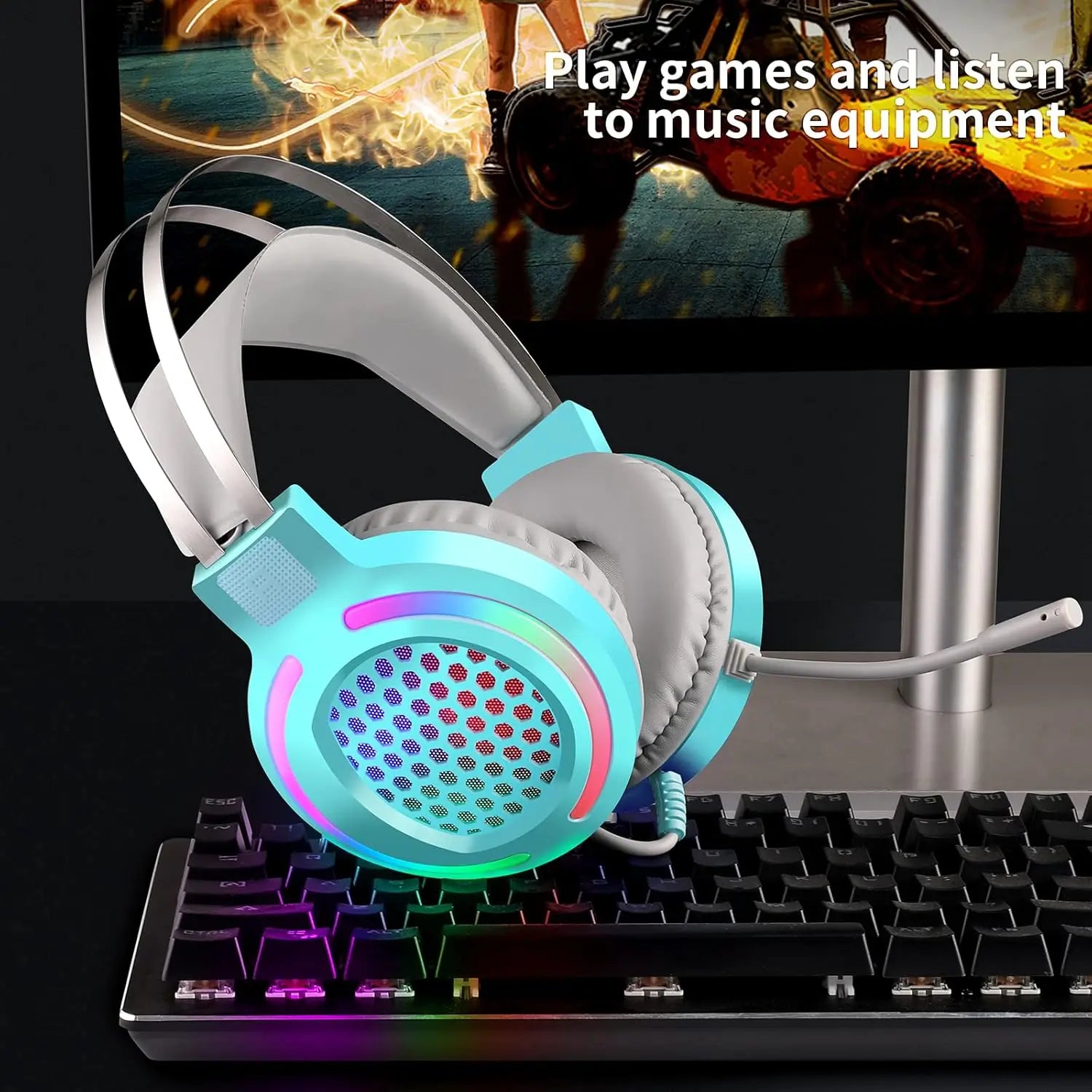 Headphones Wired with Microphone, Over Ear 3.5mm Plug in Headphones Corded