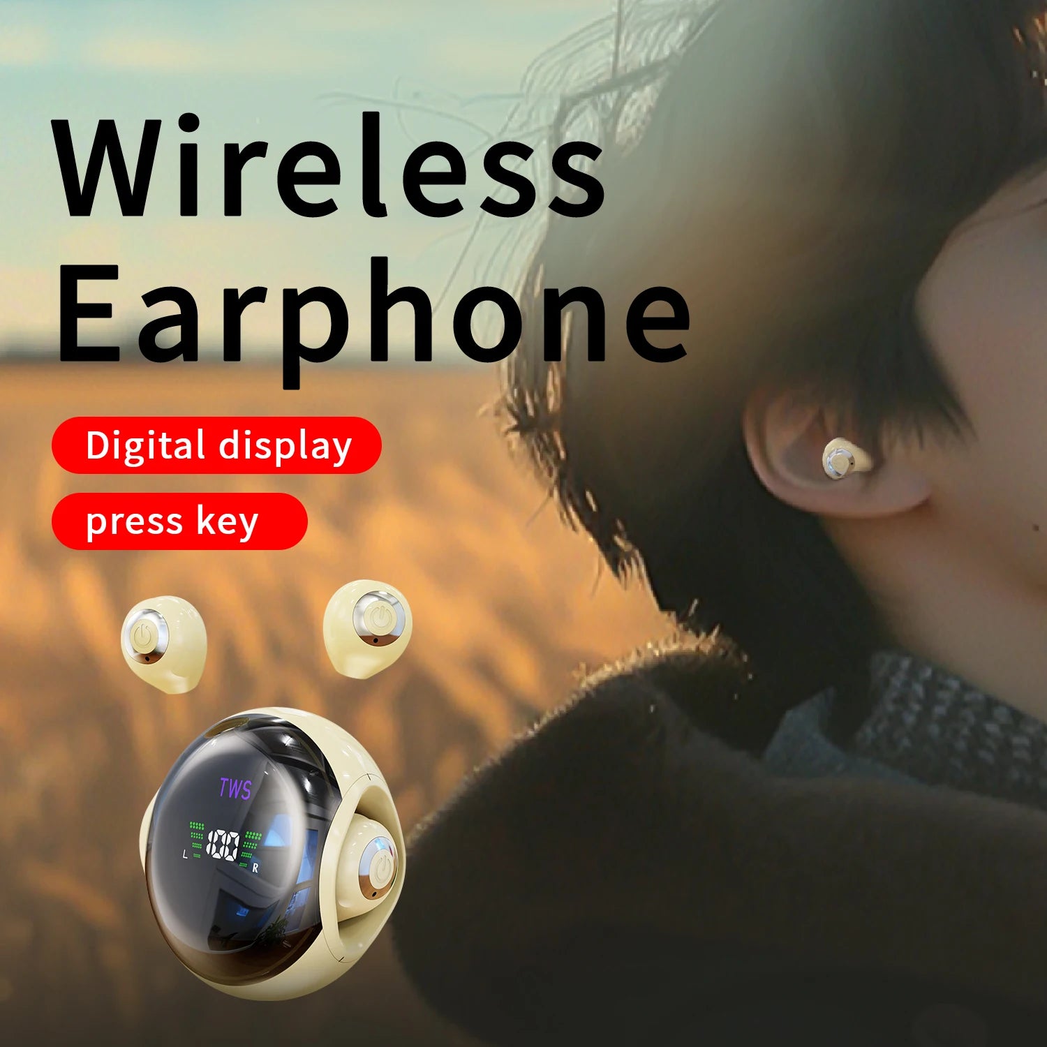 In ear wireless Bluetooth earbuds with high-definition calling and long battery life, suitable for cycling and sports headphones