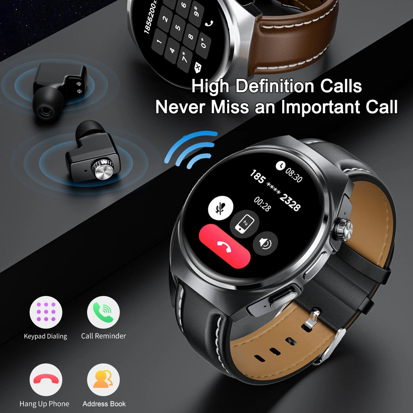 New Men's Smart Watch TWS Earphones 2-in-1 Bluetooth Call Heart Rate Blood Oxygen Sleep Monitoring Smartwatch Women For Huawei