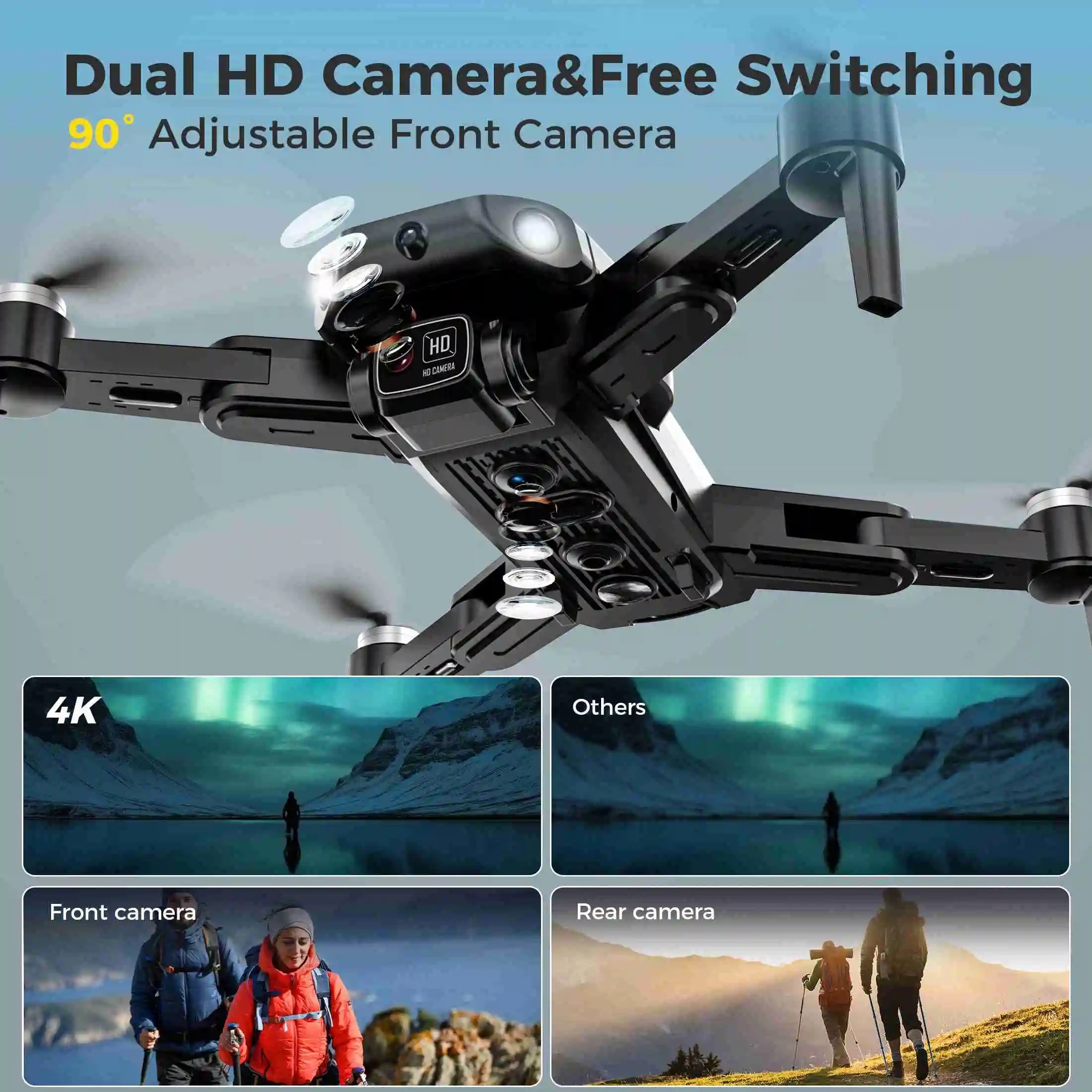 RC Drone RC Drone Brushless Motor Long Flight Times GPS Drone Quadcopter with Remote Controller 2 Batteries Remote Control Drone
