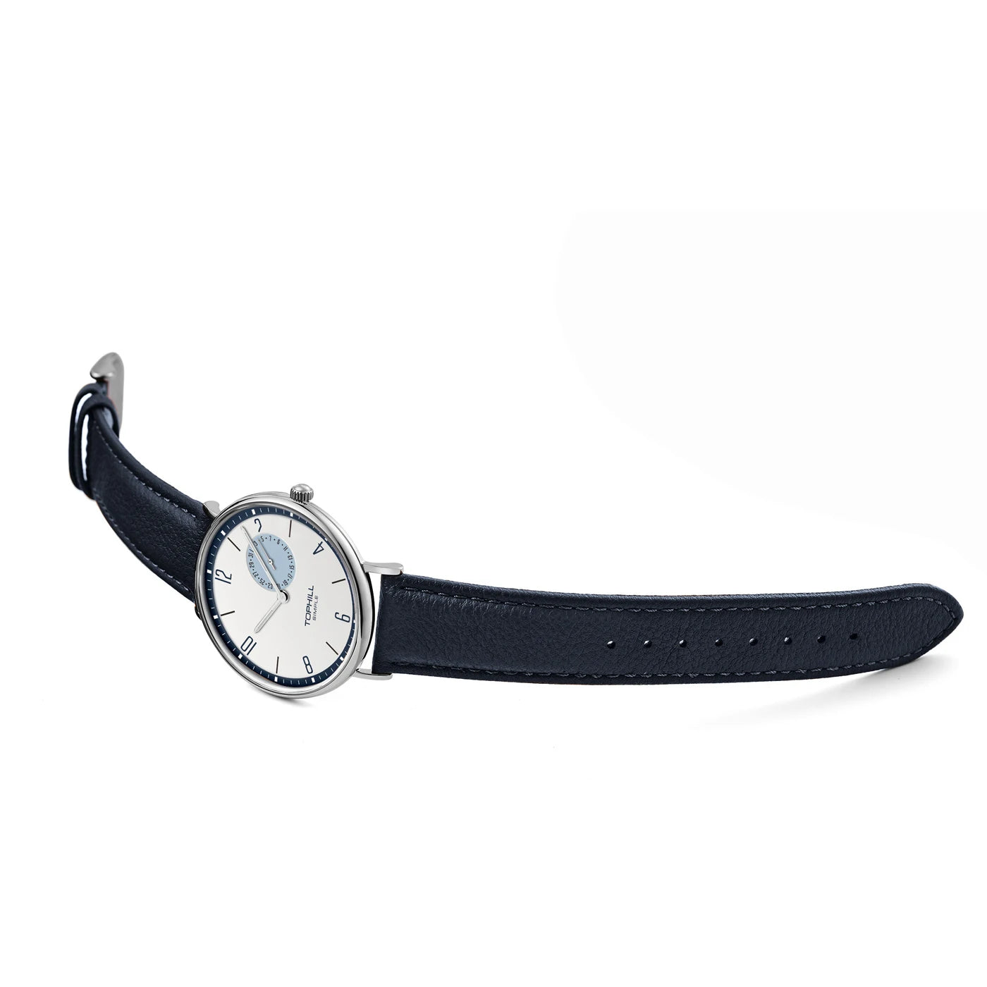 TOPHILL Men's Bauhaus Quartz Watch Ultra Slim 40mm Minimalist Dial Sapphire Glass Leather Strap Stainless Steel Case