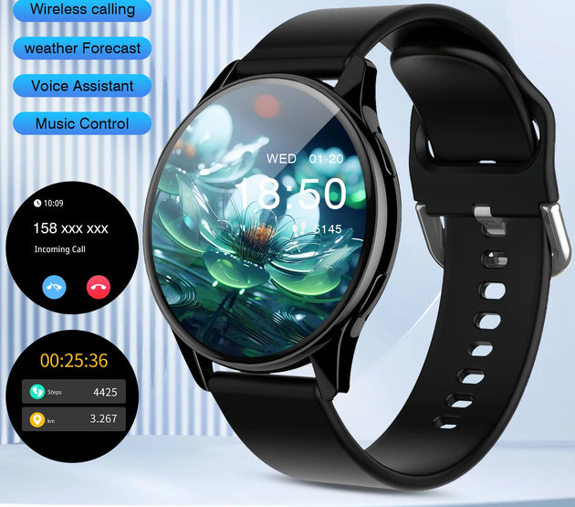 Smartwatch, call reminder/rejection, message reminder view, multi-sport mode, music playback, suitable for men/women