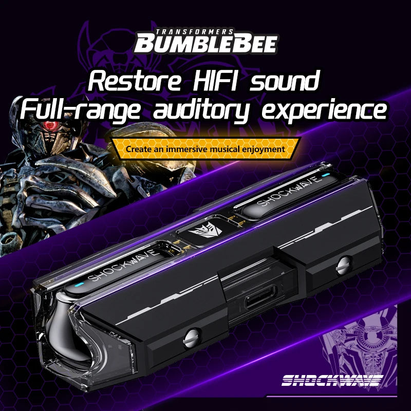Ship From US Transformers TF-T01 Gaming Earphones Bluetooth 5.4 ENC Noise Reduction Headphones HD Call Music Earbuds Bumble Bee