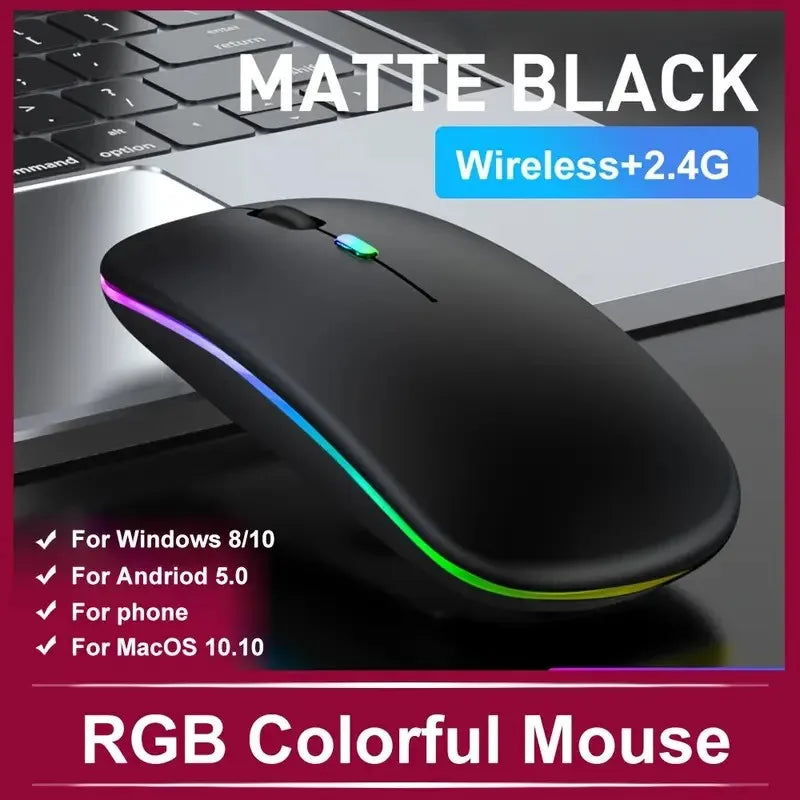 The Rechargeable Wireless Mouse, Computer Wireless Mouse, USB Mouse That Meets Ergonomics, Mute Pause, And RGB Mouse With Backli