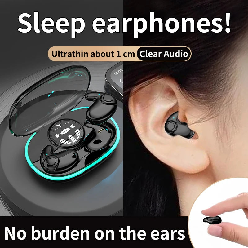 Sleep Earbuds for Side Sleepers Invisible Bluetooth Ear Buds 6H Playback Comfortable Sleeping Headphone for Sleeping,Travel,Work