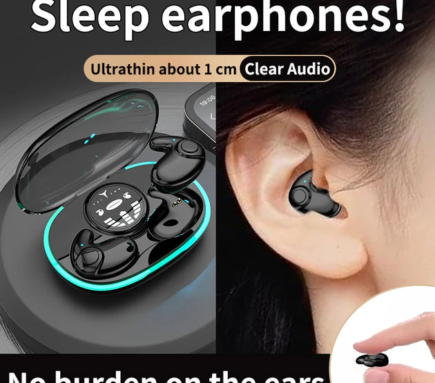 Sleep Earbuds for Side Sleepers Invisible Bluetooth Ear Buds 6H Playback Comfortable Sleeping Headphone for Sleeping,Travel,Work