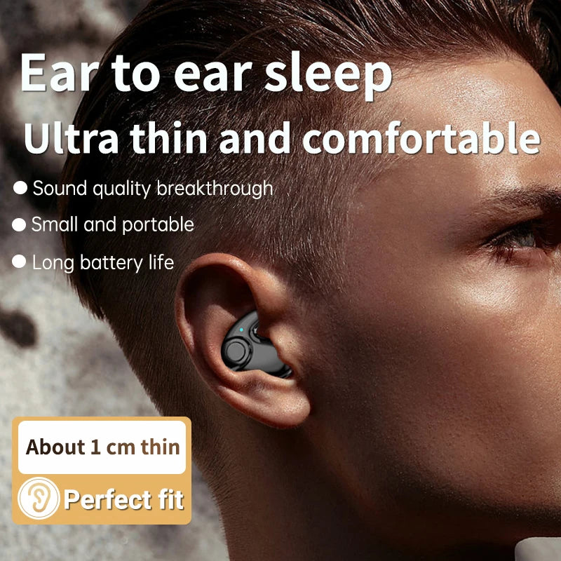 Sleep Earbuds for Side Sleepers Invisible Bluetooth Ear Buds 6H Playback Comfortable Sleeping Headphone for Sleeping,Travel,Work