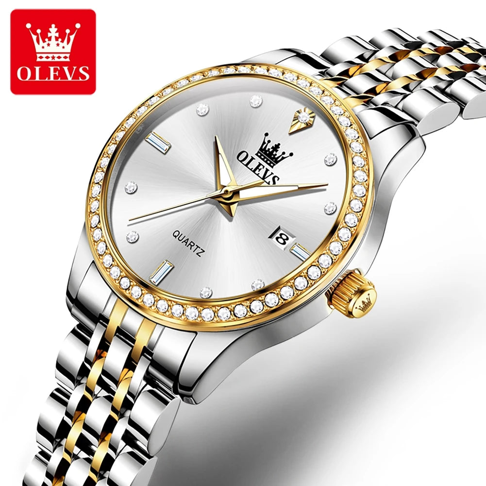 OLEVS Luxury Brand Women's Watches Elegant Gold Fashion Quartz Watch Luminous Versatile Waterproof Female Authentication Watch