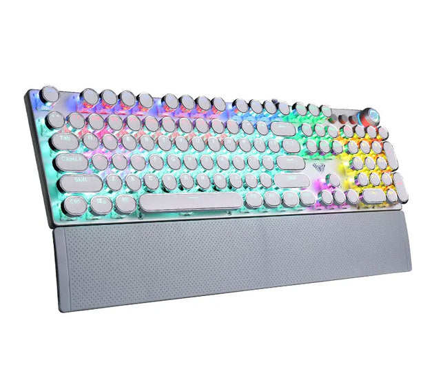 F2088 Mechanical Keyboard Round 104 keys Blue Mechanical Switch Gaming Keyboard RGB Backlit Ergonomic Design