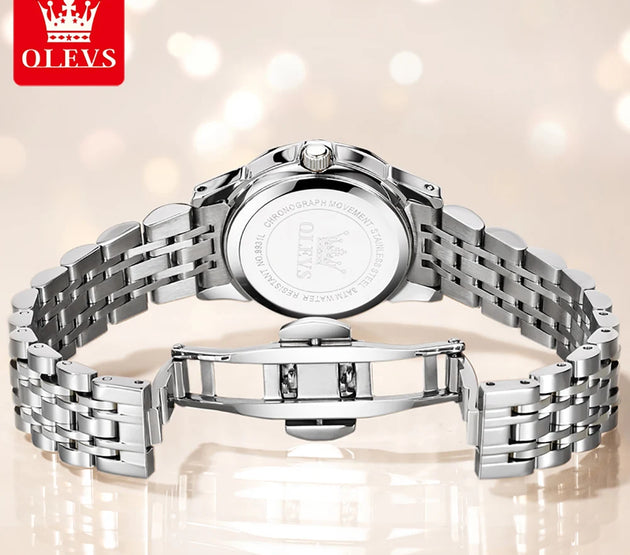 OLEVS Elegant Fashion Women's Watches Luxury Brand Original Quartz Watch for Ladies Waterproof Stainless Steel Luminous Date