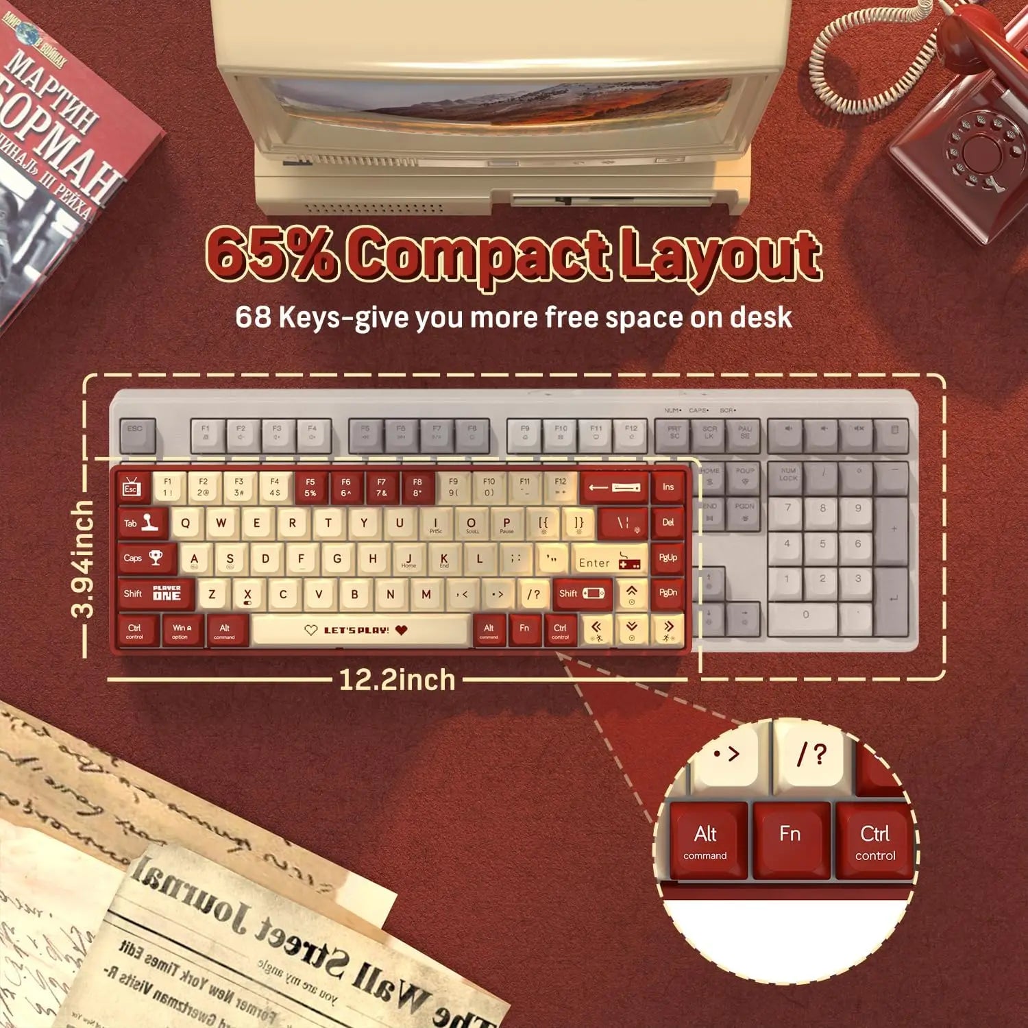 MAMBASNAKE x ATTACK SHARK AK680 65% Wired Mechanical Gaming Keyboard,Hot-Swappable,RGB Rainbow Backlit