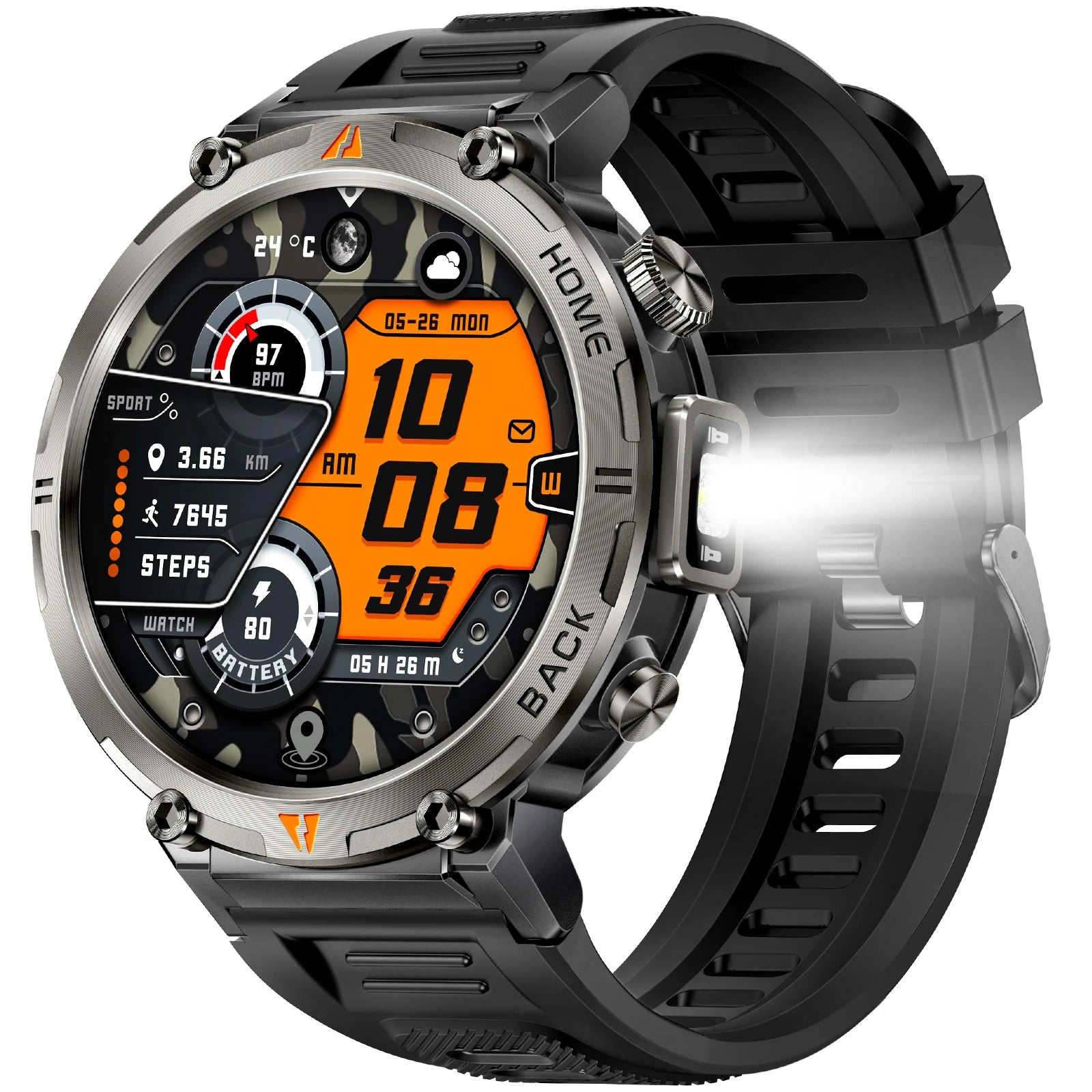 EIGIIS 2024 New KE3 Bluetooth Call Smart Watch Men Full Touch Screen Health Monitor Clock With Flashlight  For IOS Android