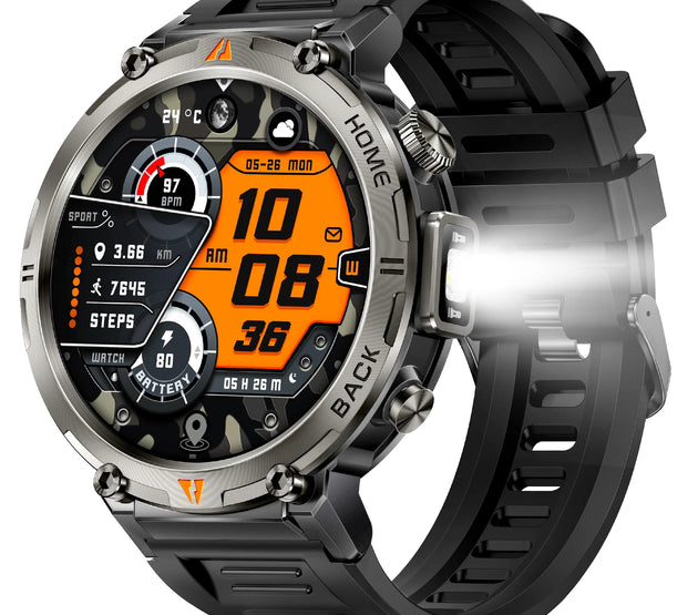 EIGIIS 2024 New KE3 Bluetooth Call Smart Watch Men Full Touch Screen Health Monitor Clock With Flashlight  For IOS Android