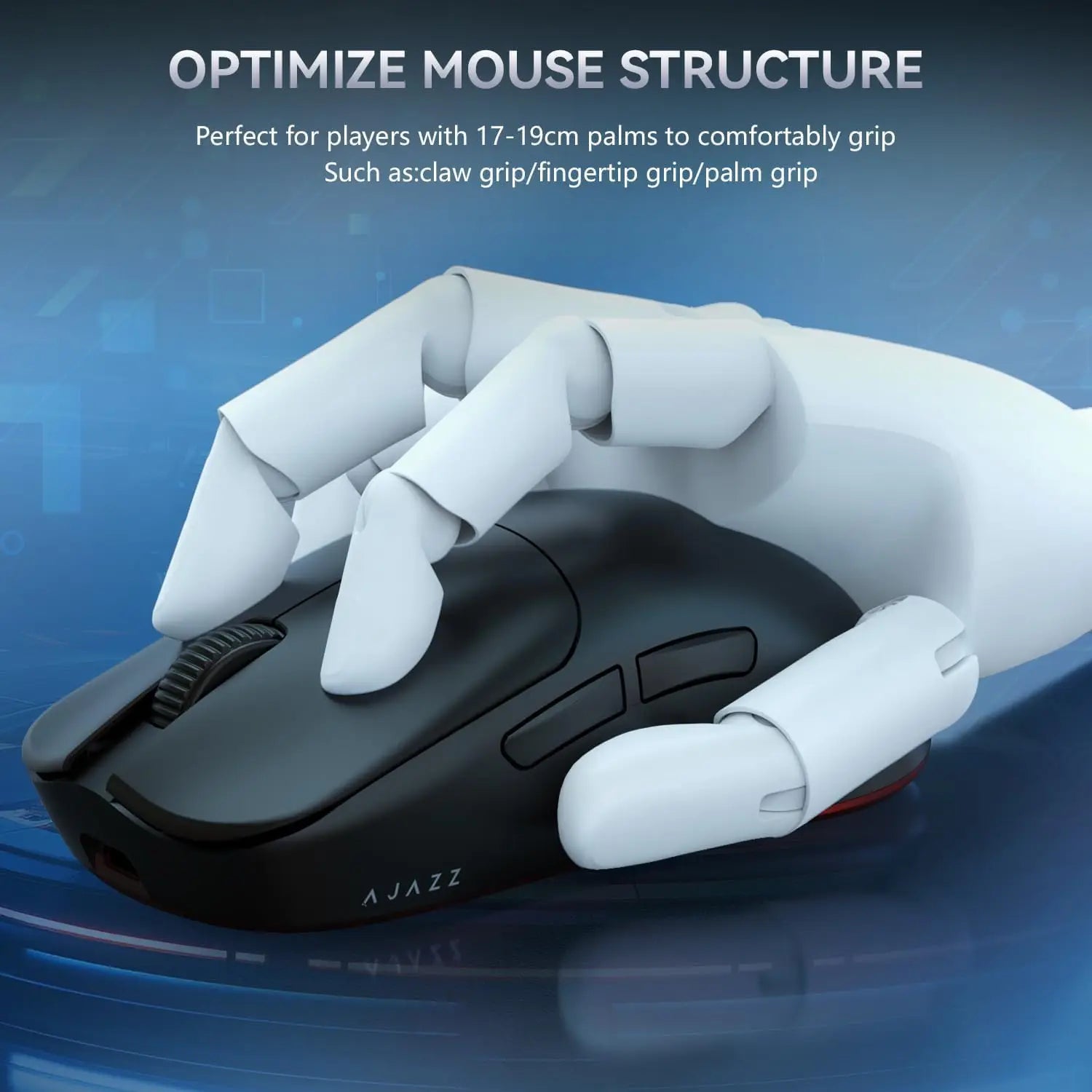 Ajazz AJ099 Superlight Wireless Gaming Mouse, Ergonomic 54g Ultra Lightweight 2.4Ghz/Wired Mouse, PAW331112K DPI for Win/MAC
