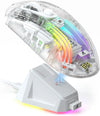 ATTACK SHARK X2Pro Wireless Gaming Mouse with RGB Charging Dock,Tri-Mode Mute Mouse RGB Backlit,Transparent Shell,PixArt 3212