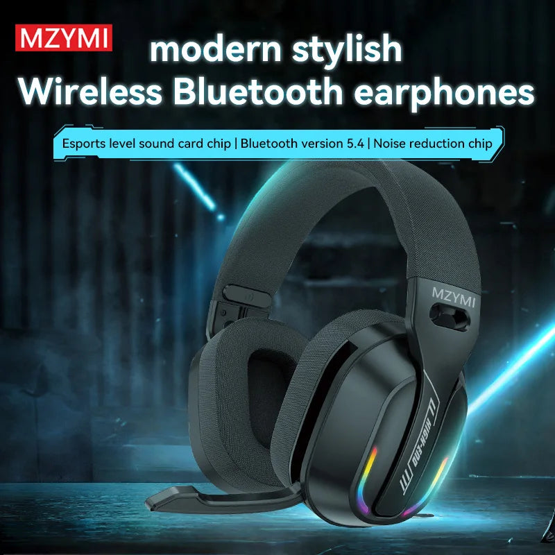 MZYMI Foldable Over Ear Headset B500 RGB Wireless Gaming Earphone Low Latency Outdoor Sport Headphone Built-in Mic For PC